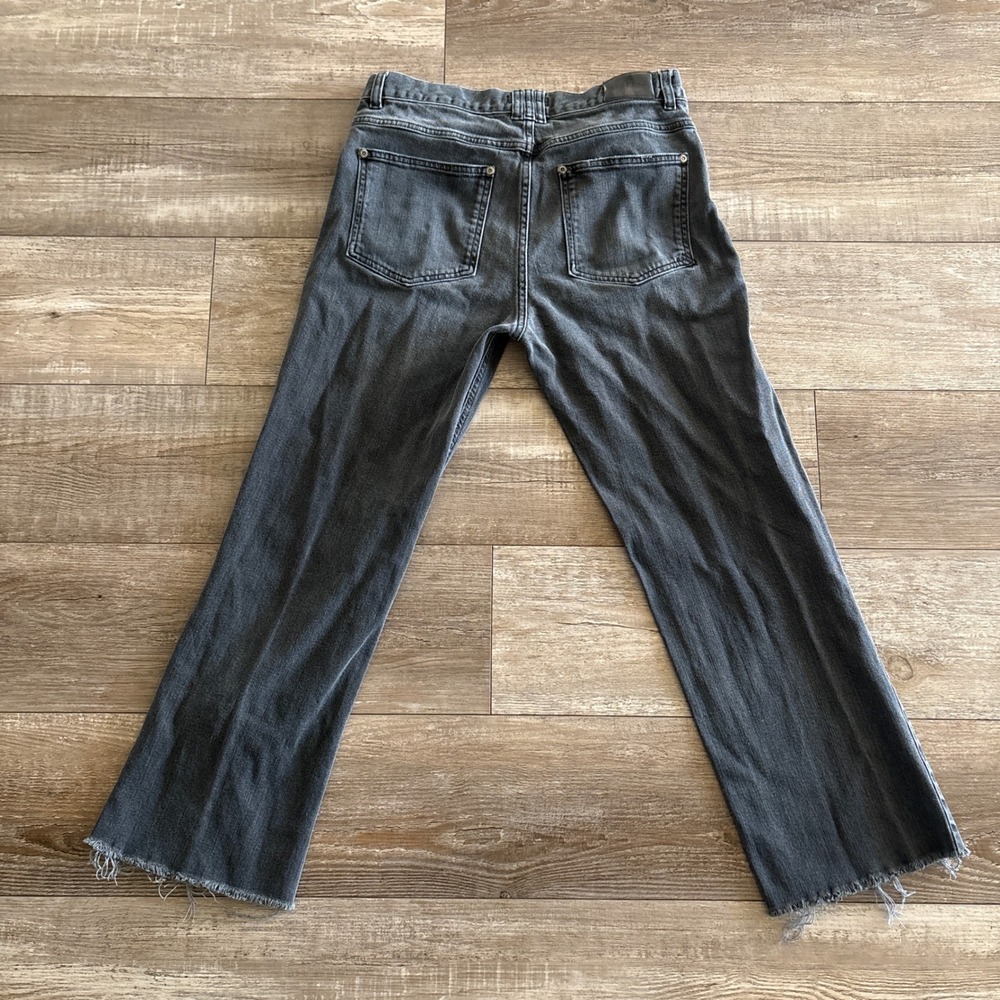 Anine Bing Jeans Womens 30x27 Charcoal Gray High Rise Straight Leg Raw Hem Denim - Picture 2 of 8